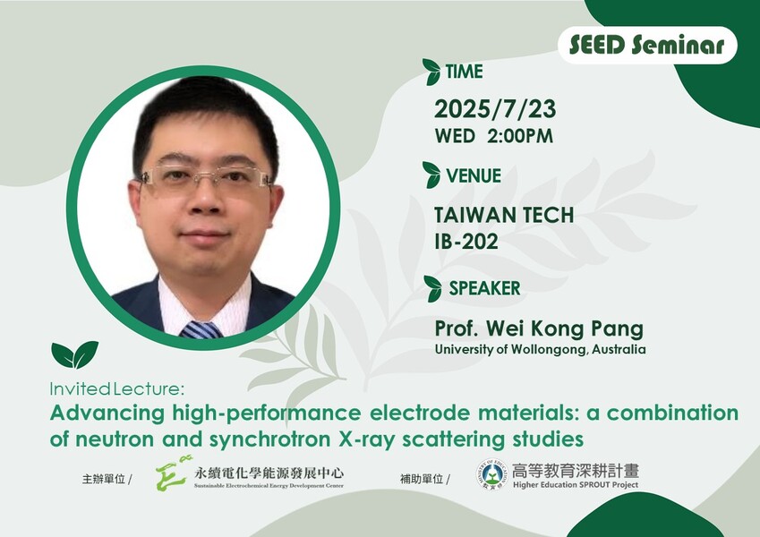 [演講] 2025/7/23 University of Wollongong Prof. Wei Kong Pang圖片